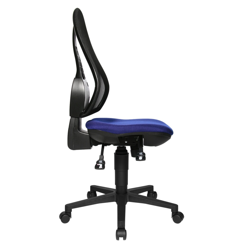 Sedia girevole per ufficio Topstar® Open Point Syncro, sedile con supporto bacino, schienale in rete, blu Immagine del prodotto n. 2: Sedia girevole per ufficio Topstar® Open Point Syncro, sedile con supporto bacino, schienale in rete, blu