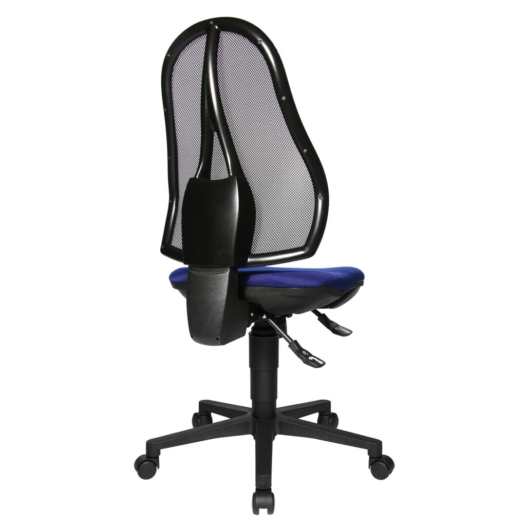 Sedia girevole per ufficio Topstar® Open Point Syncro, sedile con supporto bacino, schienale in rete, blu Immagine del prodotto n. 4: Sedia girevole per ufficio Topstar® Open Point Syncro, sedile con supporto bacino, schienale in rete, blu