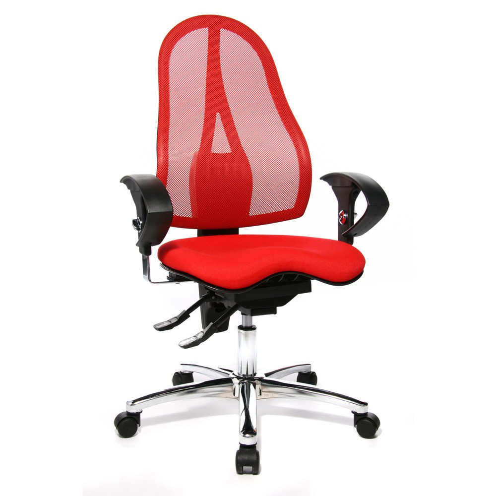 Immagine del prodotto n. 2: Sedia girevole per ufficio Topstar® Ortho 15, schienale in rete, braccioli regolabili in altezza, rosso