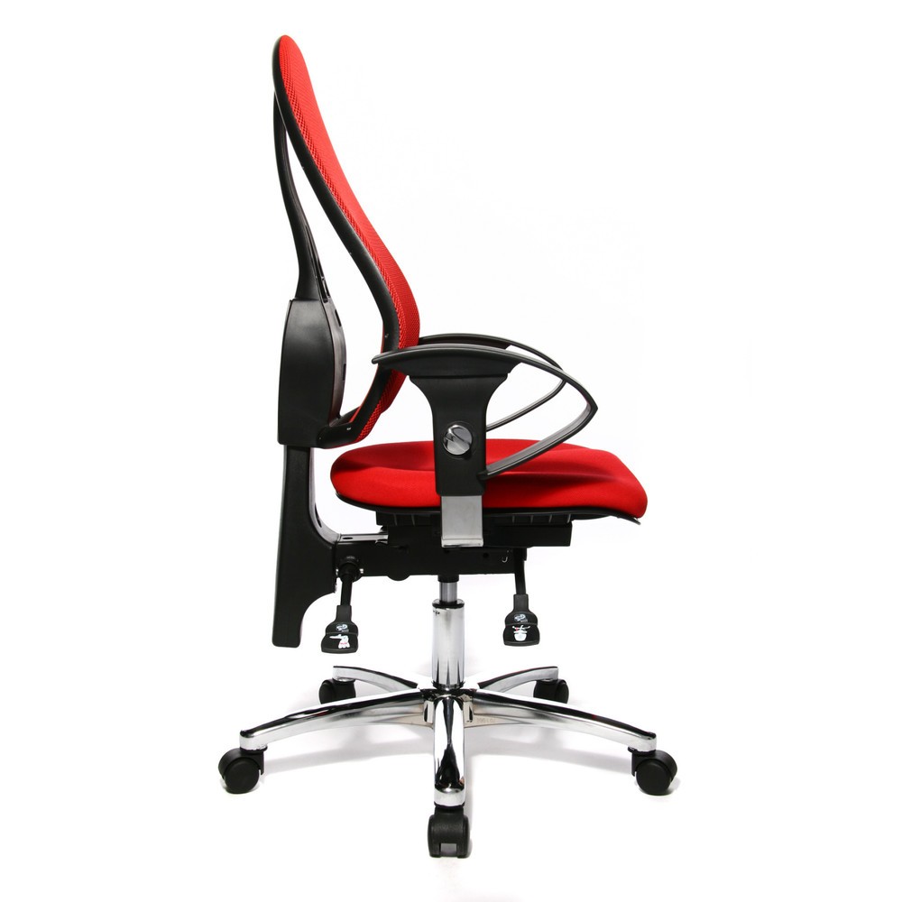Immagine del prodotto n. 4: Sedia girevole per ufficio Topstar® Ortho 15, schienale in rete, braccioli regolabili in altezza, rosso