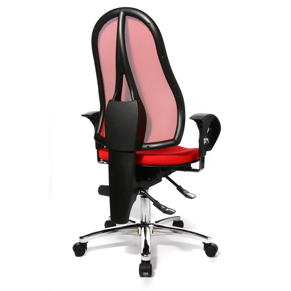 Immagine del prodotto n. 5: Sedia girevole per ufficio Topstar® Ortho 15, schienale in rete, braccioli regolabili in altezza, rosso