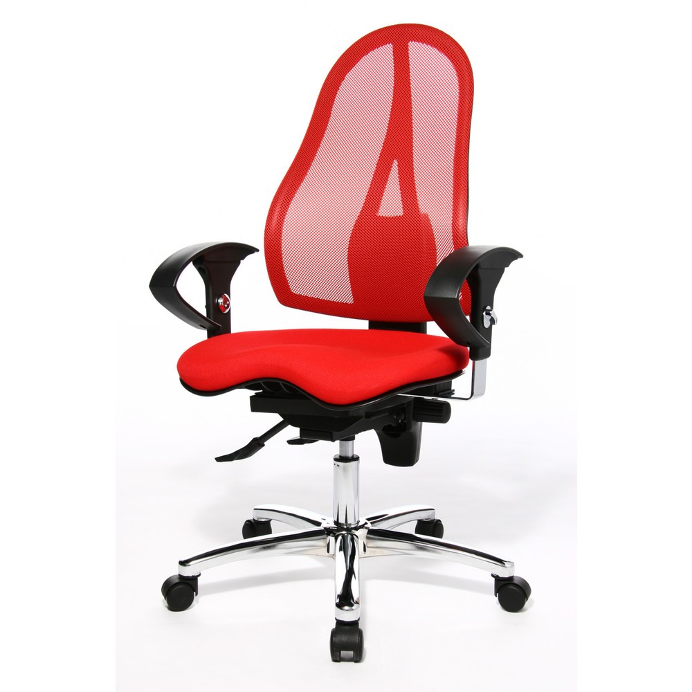 Immagine del prodotto n. 6: Sedia girevole per ufficio Topstar® Ortho 15, schienale in rete, braccioli regolabili in altezza, rosso