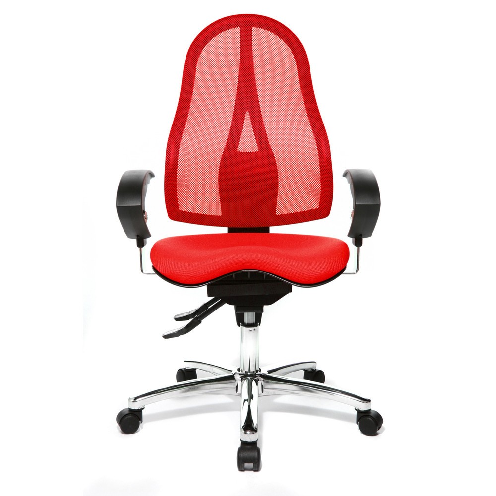 Immagine del prodotto n. 1: Sedia girevole per ufficio Topstar® Ortho 15, schienale in rete, braccioli regolabili in altezza, rosso