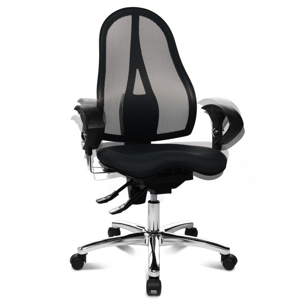 Immagine del prodotto n. 4: Sedia girevole per ufficio Topstar® Ortho 15, schienale in rete, braccioli regolabili in altezza, nero