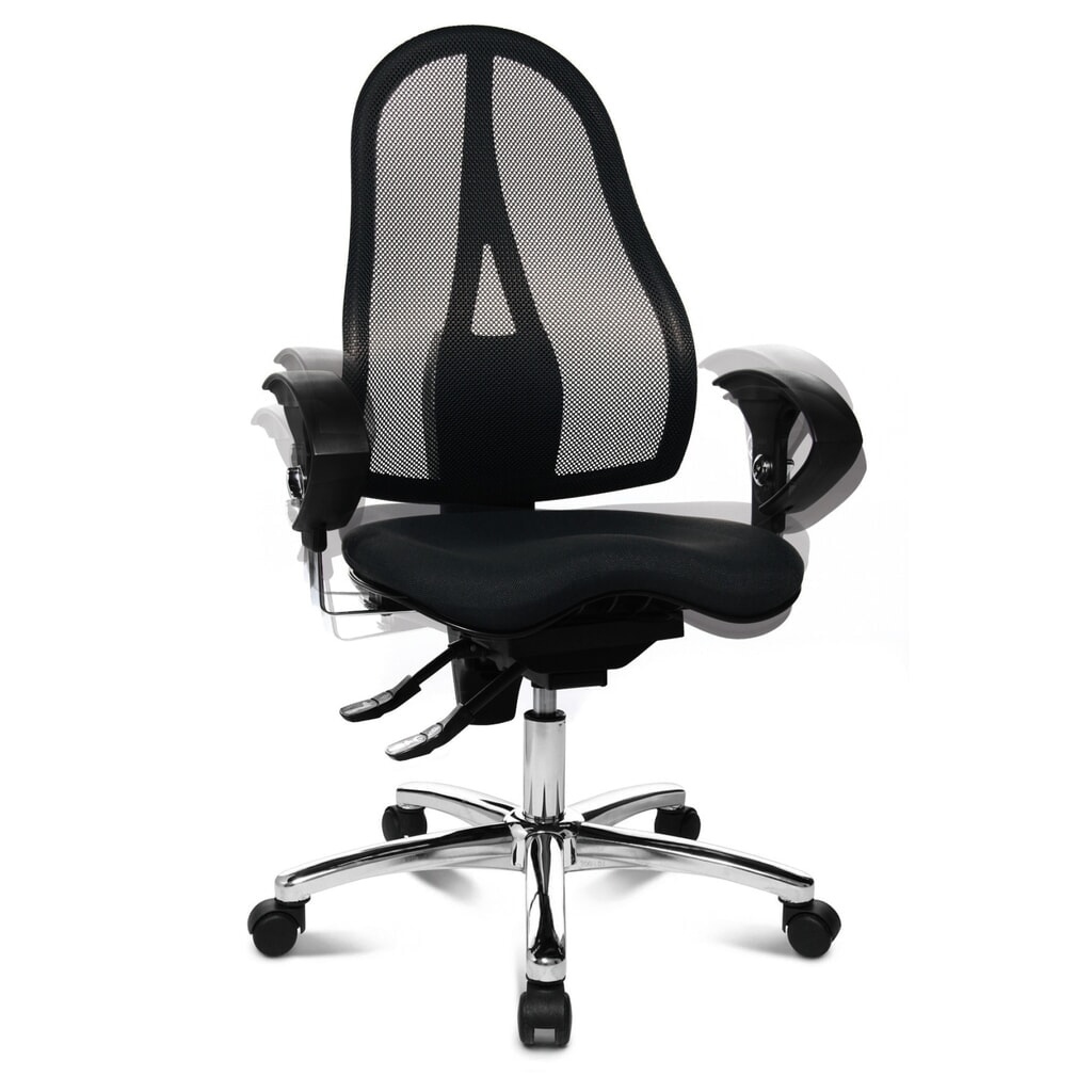 Sedia girevole per ufficio Topstar® Ortho 15, schienale in rete, braccioli regolabili in altezza, nero Immagine del prodotto n. 5: Sedia girevole per ufficio Topstar® Ortho 15, schienale in rete, braccioli regolabili in altezza, nero
