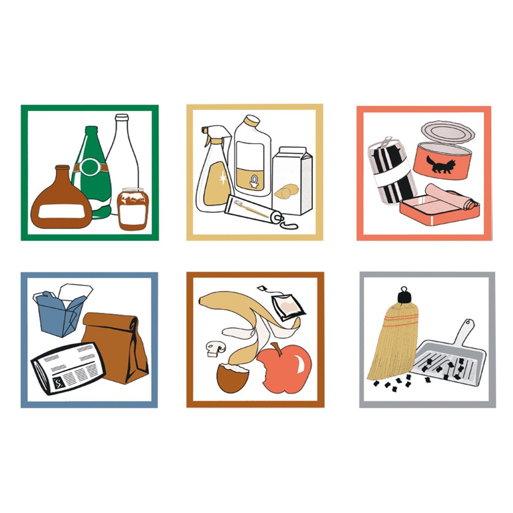 Immagine del prodotto: Set adesivi per contenitore di raccolta materiale riciclabile stumpf®, quadrato, impermeabile, 6 pezzi/UV