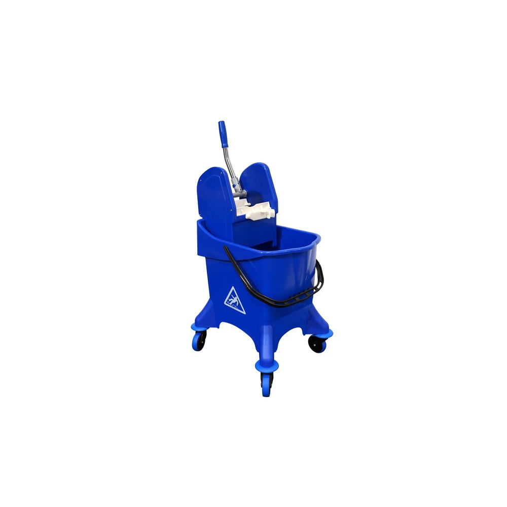 Immagine del prodotto: Set di base carrello per pulizie Steinbock®, secchio con carrello singolo da 30 litri, 5x lavapavimenti in cotone da 400 mm, manico cromato da 2 pezzi e supporto pieghevole