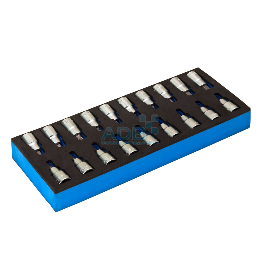 Set di bussole esagonali/bussole Torx da 1/2", 19 pezzi, modulo in schiuma Immagine del prodotto: Set di bussole esagonali/bussole Torx da 1/2", 19 pezzi, modulo in schiuma