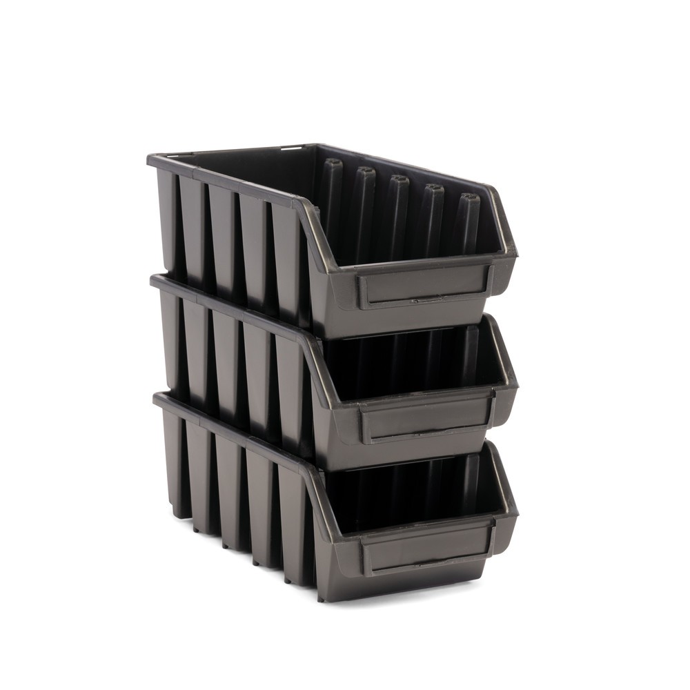 Immagine del prodotto n. 2: HEMMDAL set di contenitori a bocca di lupo XL, AxLxP 126 x 170 x 240 mm, nero, 10 pezzi/SU