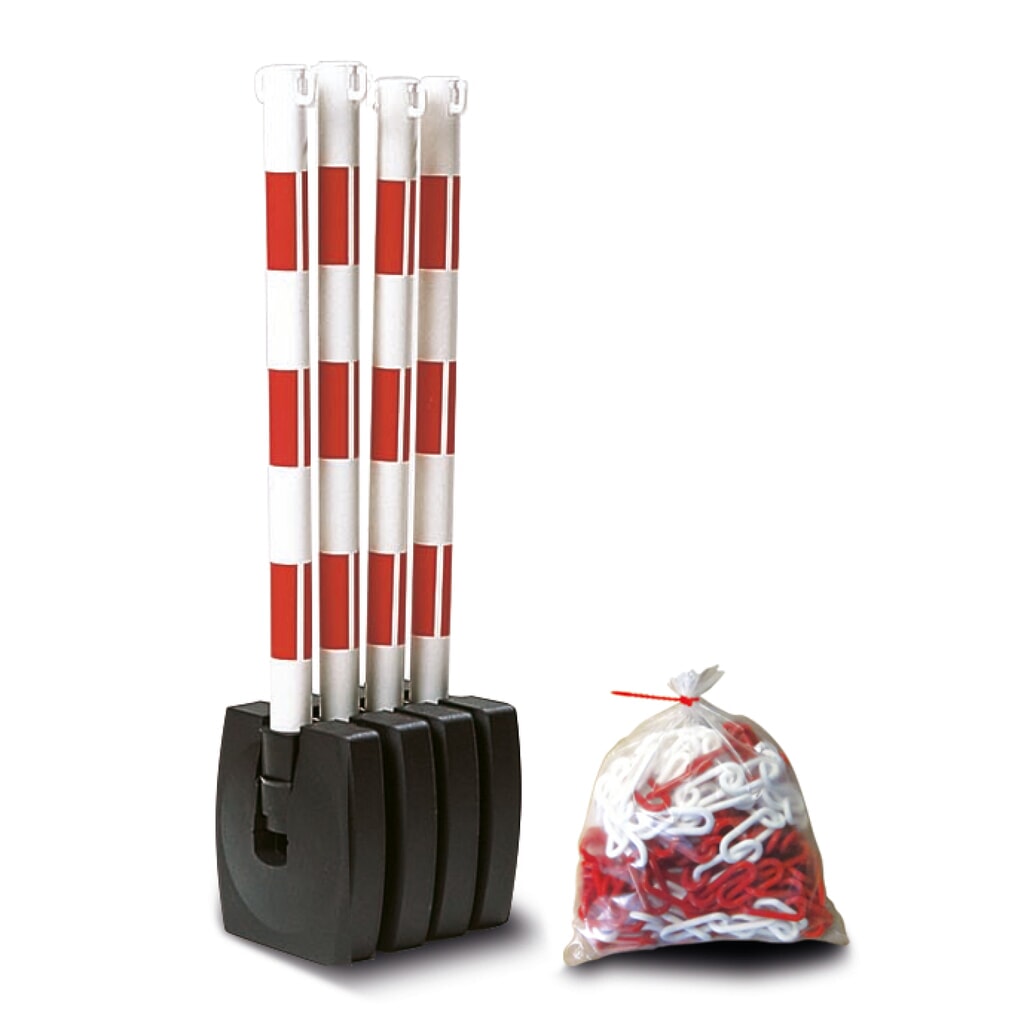 Guarda-Flex - Set di supporto per catene, 4 cavali+catena da 10 m, rosso/bianco Immagine del prodotto n. 1: Guarda-Flex - Set di supporto per catene, 4 cavali+catena da 10 m, rosso/bianco
