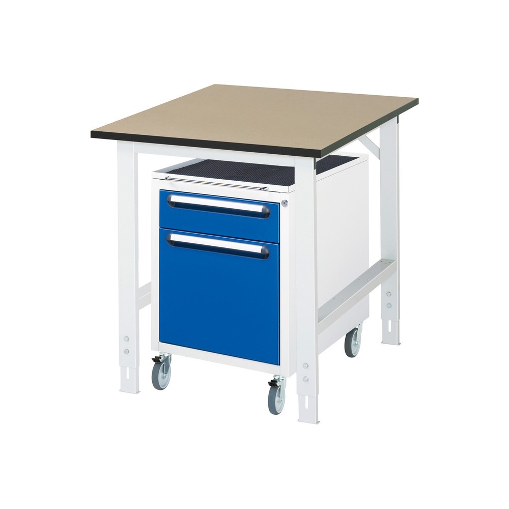 Immagine del prodotto n. 1: Set officina RAU TOM 2 pezzi, con tavolo da lavoro, AxLxP 760-1.080 x 750 x 1.000 mm, piano di lavoro in MDF, più contenitore su ruote con 2 cassetti, AxLxP 690 x 480 x 600 mm