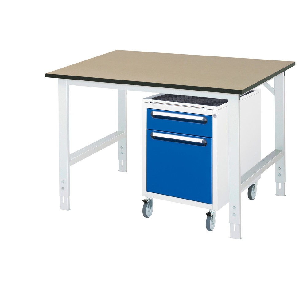 Immagine del prodotto n. 1: Set officina RAU TOM 2 pezzi, con tavolo da lavoro, AxLxP 760-1.080 x 1.250 x 1.000 mm, piano di lavoro in MDF, più contenitore su ruote con 2 cassetti, AxLxP 690 x 480 x 600 mm