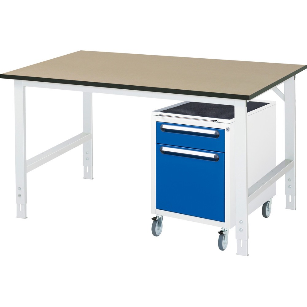 Immagine del prodotto n. 1: Set officina RAU TOM 2 pezzi, con tavolo da lavoro, AxLxP 760-1.080 x 1.500 x 1.000 mm, piano di lavoro in MDF, più contenitore su ruote con 2 cassetti, AxLxP 690 x 480 x 600 mm
