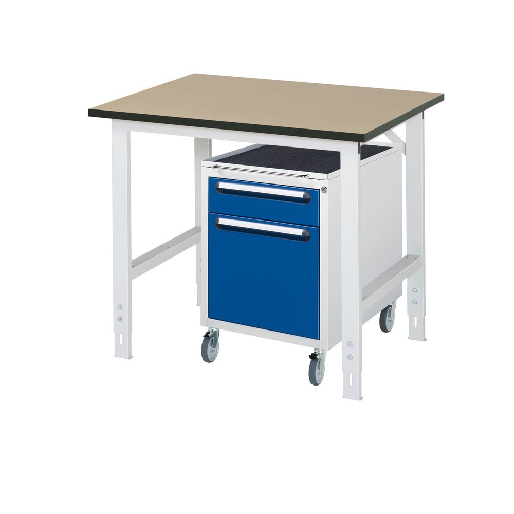 Immagine del prodotto: Set officina RAU TOM 2 pezzi, con tavolo da lavoro, AxLxP 760-1.080 x 1.000 x 800 mm, piano di lavoro in MDF, più contenitore su ruote con 2 cassetti, AxLxP 690 x 480 x 600 mm
