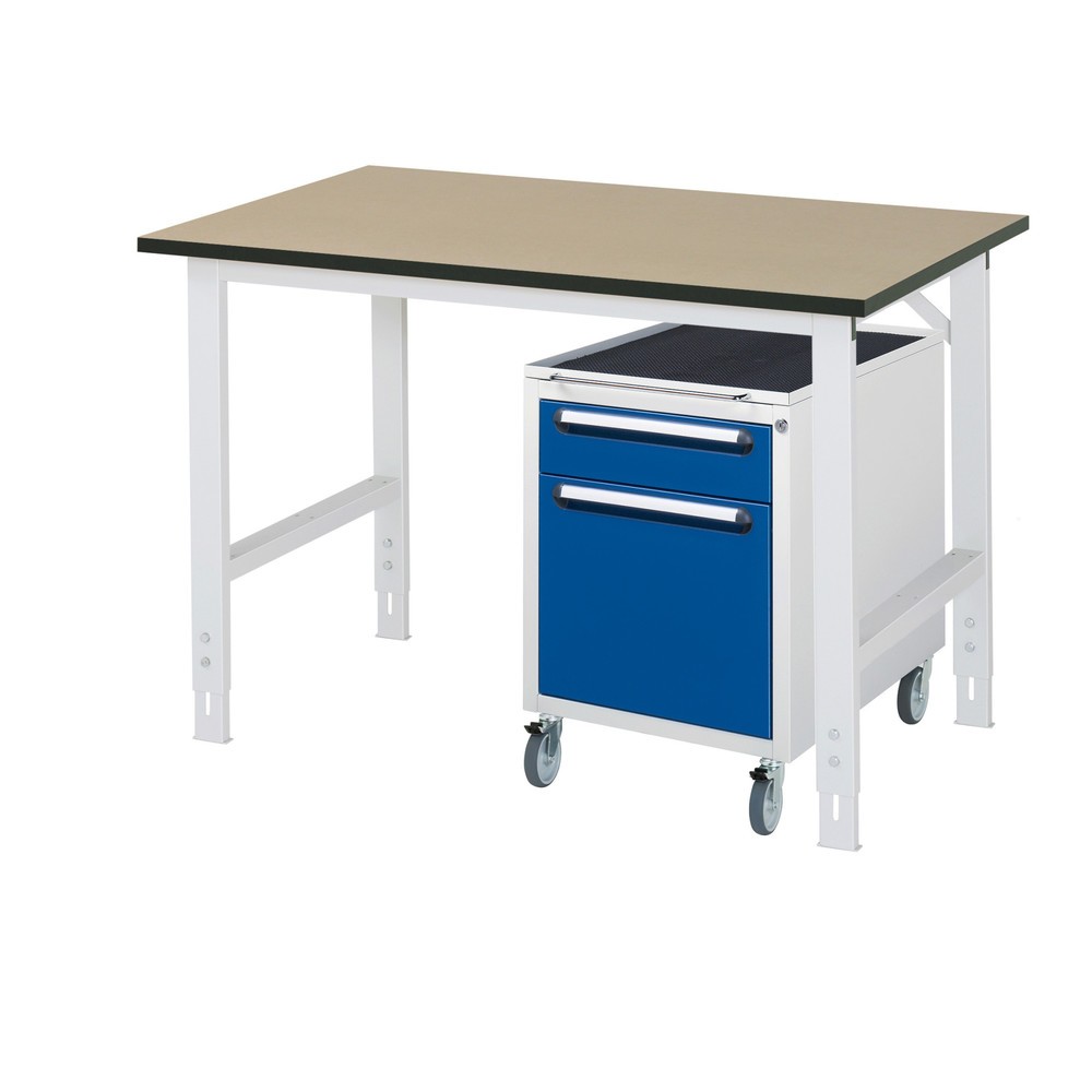 Immagine del prodotto: Set officina RAU TOM 2 pezzi, con tavolo da lavoro, AxLxP 760-1.080 x 1.250 x 800 mm, piano di lavoro in MDF, più contenitore su ruote con 2 cassetti, AxLxP 690 x 480 x 600 mm