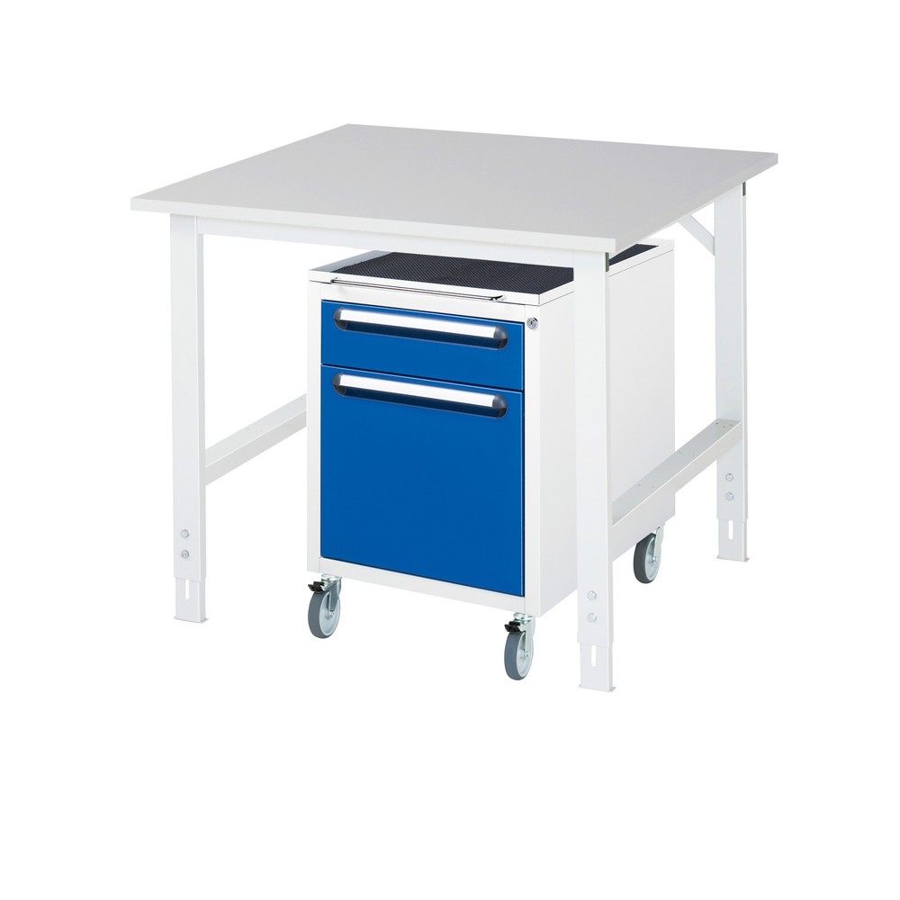 Immagine del prodotto n. 1: Set officina RAU TOM 2 pezzi, con tavolo da lavoro, AxLxP 760-1.080 x 1.000 x 1.000 mm, piano di lavoro con rivestimento in melamina, più contenitore su ruote con 2 cassetti, AxLxP 690 x 480 x 600 mm