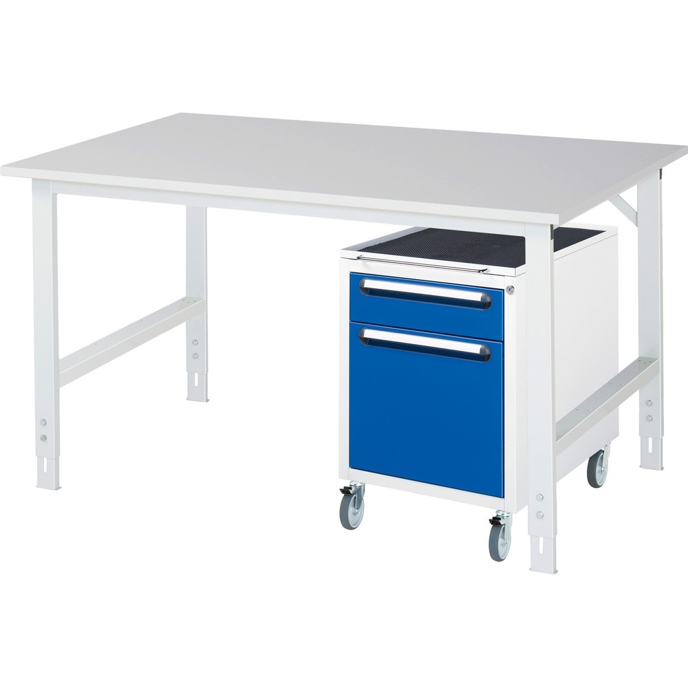 Set officina RAU TOM 2 pezzi, con tavolo da lavoro, AxLxP 760-1.080 x 1.500 x 1.000 mm, piano di lavoro con rivestimento in melamina, più contenitore su ruote con 2 cassetti, AxLxP 690 x 480 x 600 mm Immagine del prodotto n. 1: Set officina RAU TOM 2 pezzi, con tavolo da lavoro, AxLxP 760-1.080 x 1.500 x 1.000 mm, piano di lavoro con rivestimento in melamina, più contenitore su ruote con 2 cassetti, AxLxP 690 x 480 x 600 mm