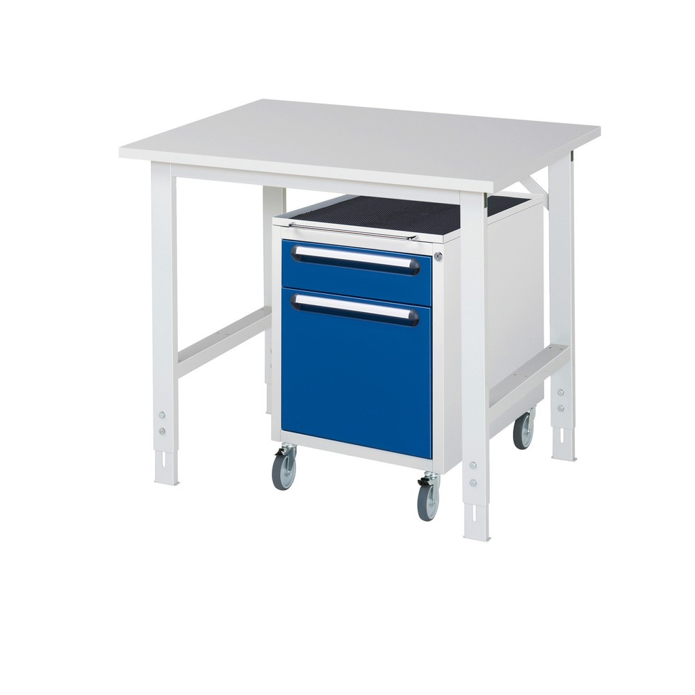 Immagine del prodotto: Set officina RAU TOM 2 pezzi, con tavolo da lavoro, AxLxP 760-1.080 x 1.000 x 800 mm, piano di lavoro con rivestimento in melamina, più contenitore su ruote con 2 cassetti, AxLxP 690 x 480 x 600 mm