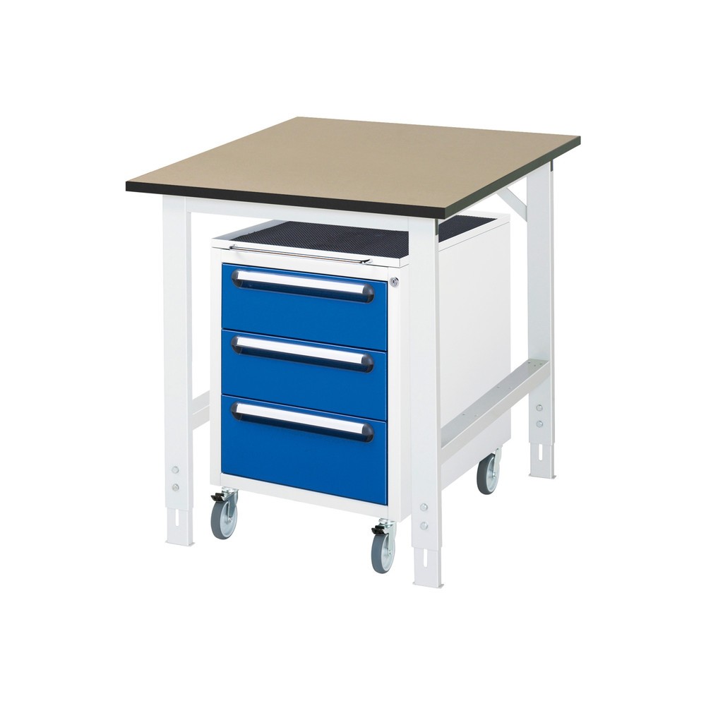 Immagine del prodotto n. 1: Set officina RAU TOM 2 pezzi, con tavolo da lavoro, AxLxP 760-1.080 x 750 x 1.000 mm, piano di lavoro in MDF, più contenitore su ruote con 3 cassetti, AxLxP 690 x 480 x 600 mm