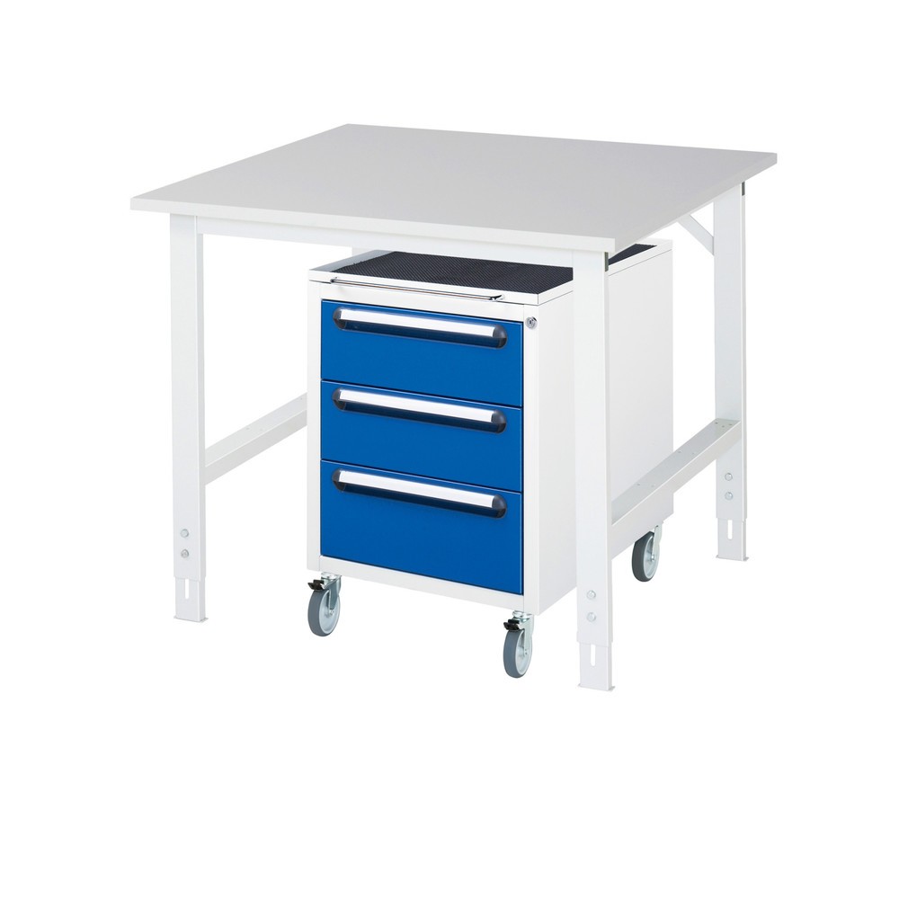 Immagine del prodotto: Set officina RAU TOM 2 pezzi, con tavolo da lavoro, AxLxP 760-1.080 x 1.000 x 1.000 mm, piano di lavoro con rivestimento in melamina, più contenitore su ruote con 3 cassetti, AxLxP 690 x 480 x 600 mm