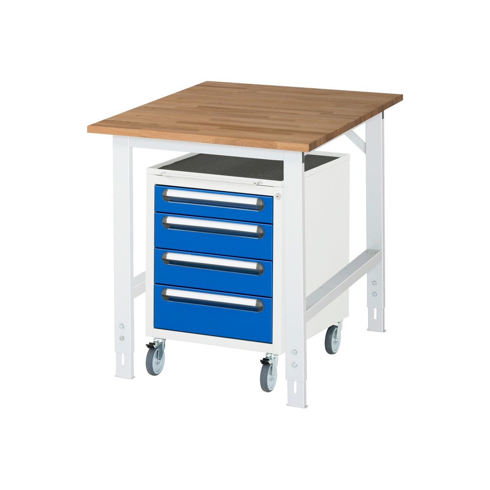 Immagine del prodotto: Set officina RAU TOM 2 pezzi, con tavolo da lavoro, AxLxP 760-1.080 x 750 x 1.000 mm, piano di lavoro in faggio massiccio, più contenitore su ruote con 3 cassetti, AxLxP 690 x 480 x 600 mm