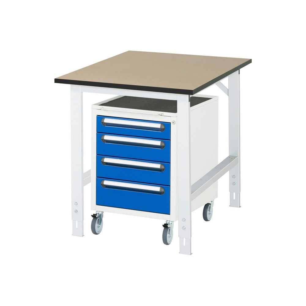 Immagine del prodotto: Set officina RAU TOM 2 pezzi, con tavolo da lavoro, AxLxP 760-1.080 x 750 x 1.000 mm, piano di lavoro in MDF, più contenitore su ruote con 3 cassetti, AxLxP 690 x 480 x 600 mm