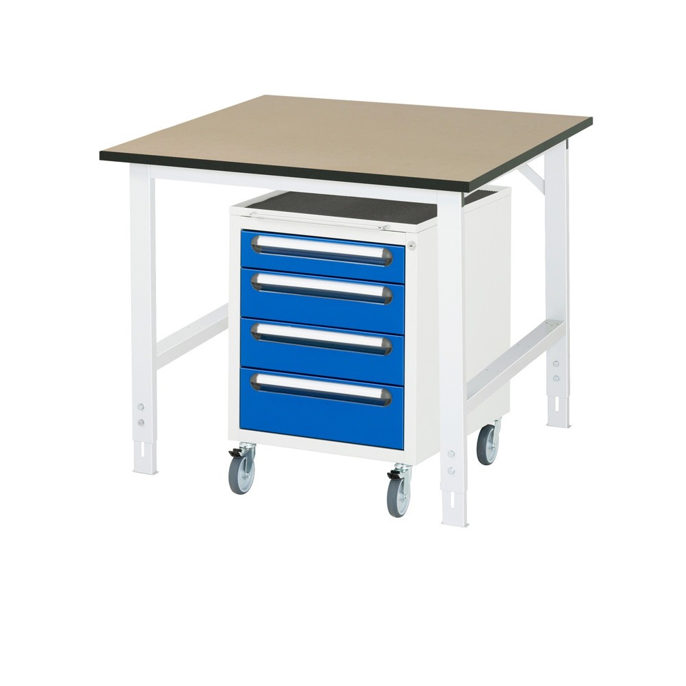 Immagine del prodotto n. 1: Set officina RAU TOM 2 pezzi, con tavolo da lavoro, AxLxP 760-1.080 x 1.000 x 1.000 mm, piano di lavoro in MDF, più contenitore su ruote con 3 cassetti, AxLxP 690 x 480 x 600 mm