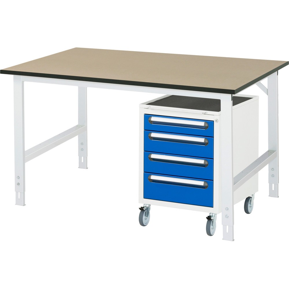 Immagine del prodotto n. 1: Set officina RAU TOM 2 pezzi, con tavolo da lavoro, AxLxP 760-1.080 x 1.500 x 1.000 mm, piano di lavoro in MDF, più contenitore su ruote con 3 cassetti, AxLxP 690 x 480 x 600 mm