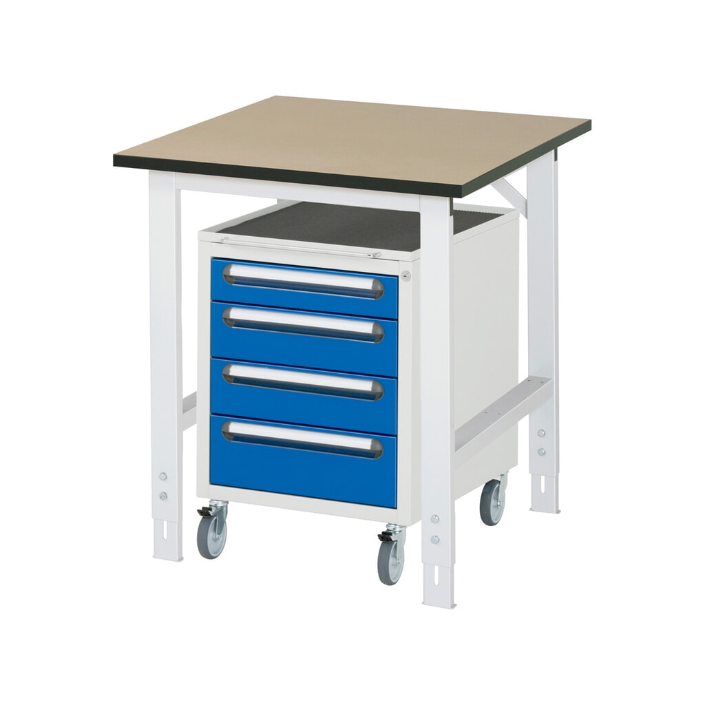 Set officina RAU TOM 2 pezzi, con tavolo da lavoro, AxLxP 760-1.080 x 750 x 800 mm, piano di lavoro in MDF, più contenitore su ruote con 3 cassetti, AxLxP 690 x 480 x 600 mm Immagine del prodotto n. 1: Set officina RAU TOM 2 pezzi, con tavolo da lavoro, AxLxP 760-1.080 x 750 x 800 mm, piano di lavoro in MDF, più contenitore su ruote con 3 cassetti, AxLxP 690 x 480 x 600 mm