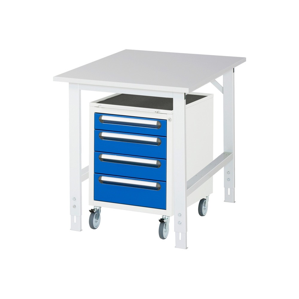 Immagine del prodotto n. 1: Set officina RAU TOM 2 pezzi, con tavolo da lavoro, AxLxP 760-1.080 x 750 x 1.000 mm, piano di lavoro con rivestimento in melamina, più contenitore su ruote con 3 cassetti, AxLxP 690 x 480 x 600 mm