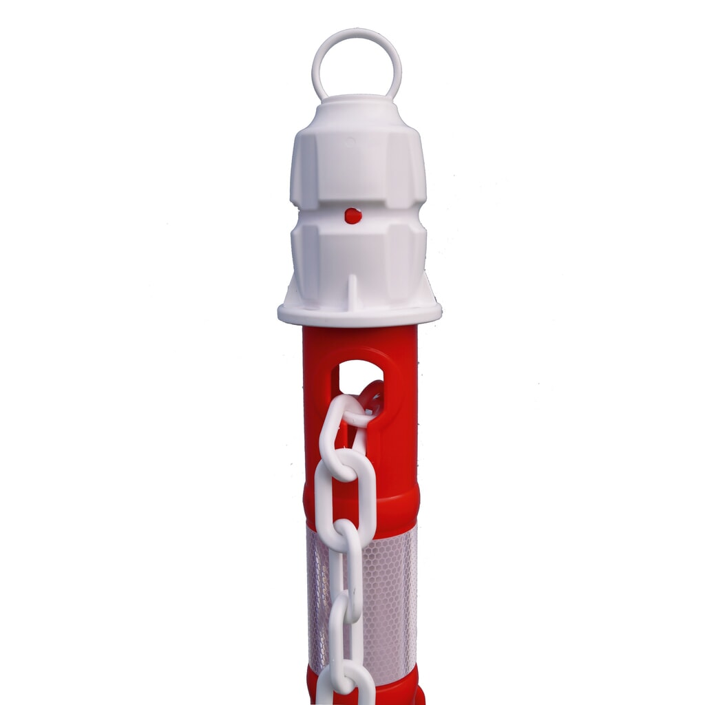 Set paletti con catena Premium, 4 paletti rosso/bianco, 3 catene da 3 m Immagine del prodotto n. 3: Set paletti con catena Premium, 4 paletti rosso/bianco, 3 catene da 3 m