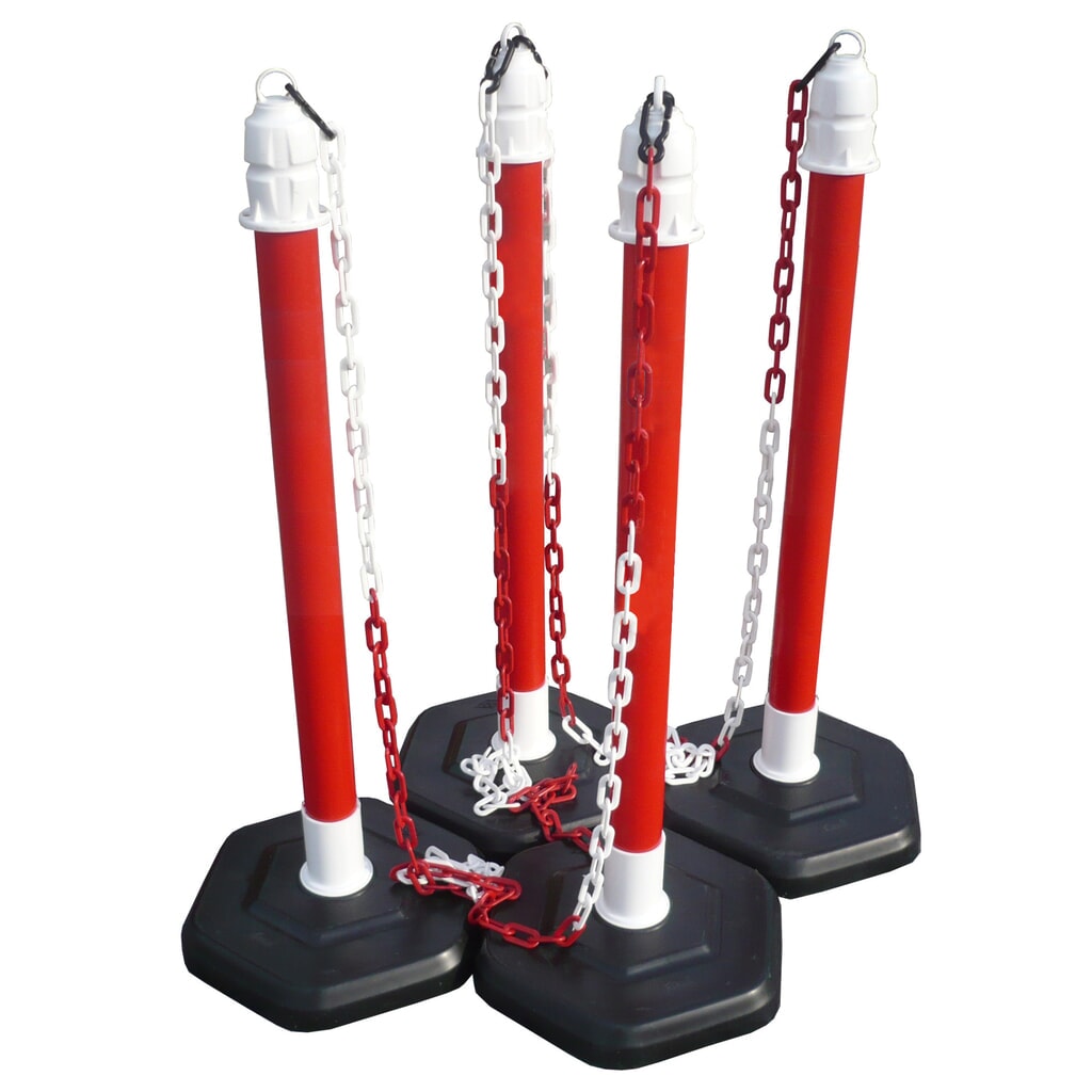 Immagine del prodotto: Set paletti con catena Premium, interni, 4 paletti rosso