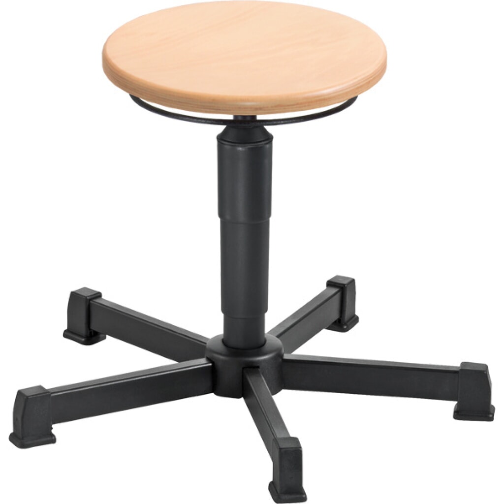 Sgabello Allround, sedile in faggio, altezza seduta 350-480 mm, base in acciaio, piedini Immagine del prodotto: Sgabello Allround, sedile in faggio, altezza seduta 350-480 mm, base in acciaio, piedini