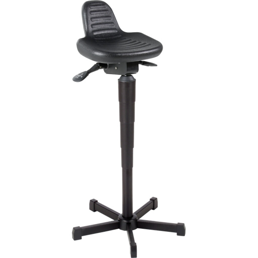 Immagine del prodotto: Sgabello, sedile in PU girevole e inclinabile, altezza seduta 620-890 mm, base in acciaio, schienale corto
