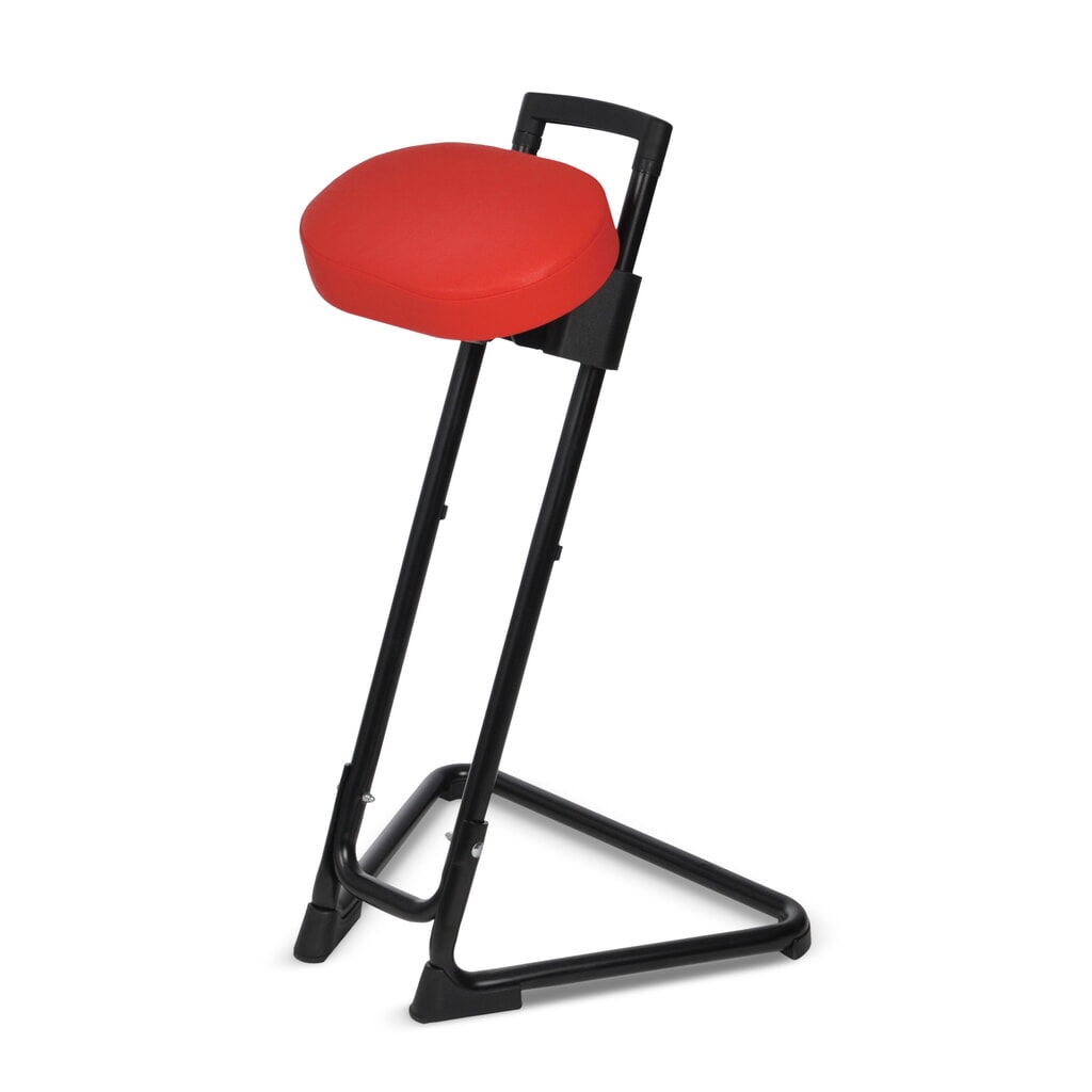 Sgabello, sedile in similpelle pieghevole e inclinabile, altezza seduta 600-850 mm, rosso fuoco/nero Immagine del prodotto n. 2: Sgabello, sedile in similpelle pieghevole e inclinabile, altezza seduta 600-850 mm, rosso fuoco/nero