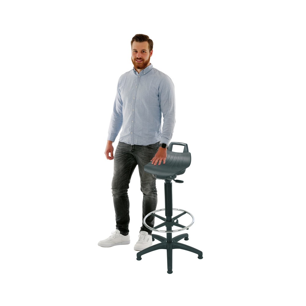 Immagine del prodotto n. 2: Sgabello HEMMDAL Premium, sedile in PP, altezza sedile 630-890 mm, piedini, poggiapiedi ad anello