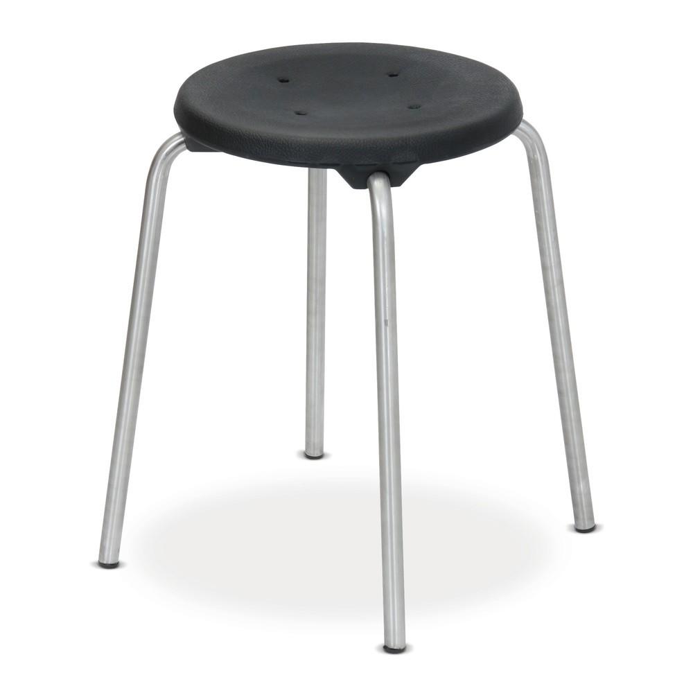 Immagine del prodotto: Sgabello impilabile con sedile in PU, altezza seduta 500 mm, piedini, grigio chiaro