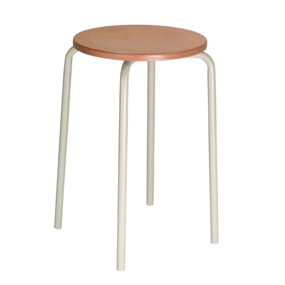 Immagine del prodotto: Sgabello impilabile HEMMDAL faggio, altezza sedile 500 mm, piedini, grigio chiaro