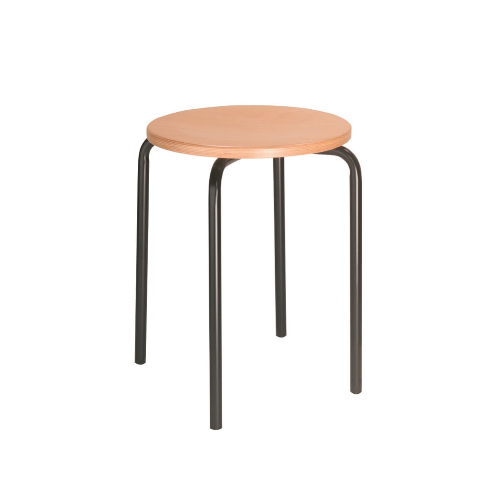 Sgabello impilabile HEMMDAL faggio, altezza sedile 500 mm, piedini, nero Immagine del prodotto: Sgabello impilabile HEMMDAL faggio, altezza sedile 500 mm, piedini, nero