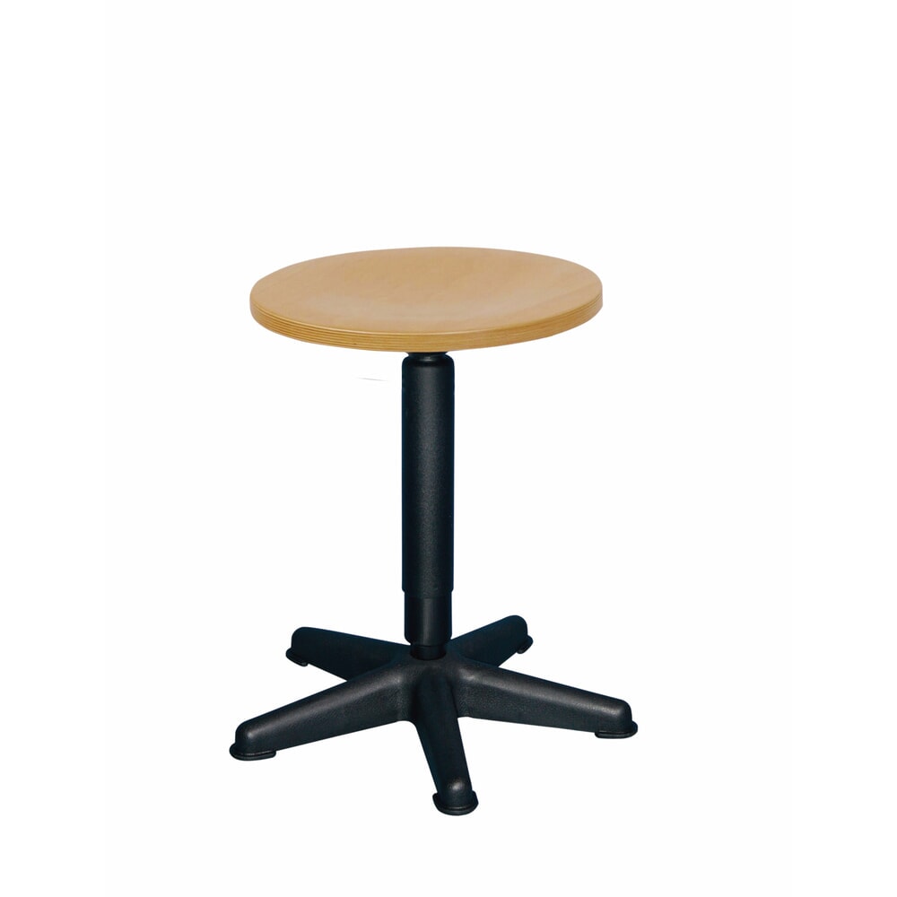 Sgabello, sedile in faggio, altezza seduta 410-600 mm, mandrino girevole, base in materiale plastico, piedini Immagine del prodotto: Sgabello, sedile in faggio, altezza seduta 410-600 mm, mandrino girevole, base in materiale plastico, piedini