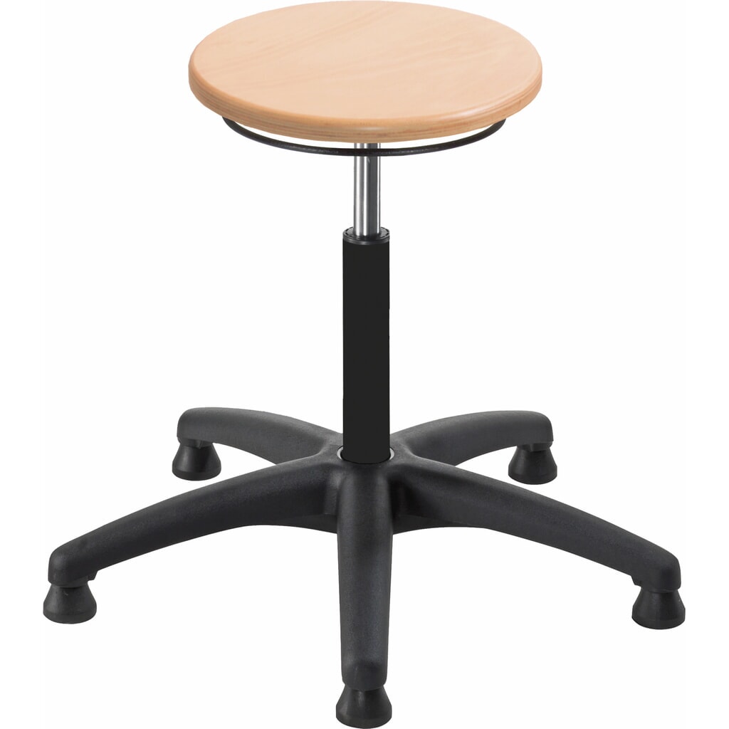 Immagine del prodotto: Sgabello Universal Plus, sedile in faggio, altezza seduta 390-520 mm, base in materiale plastico, piedini