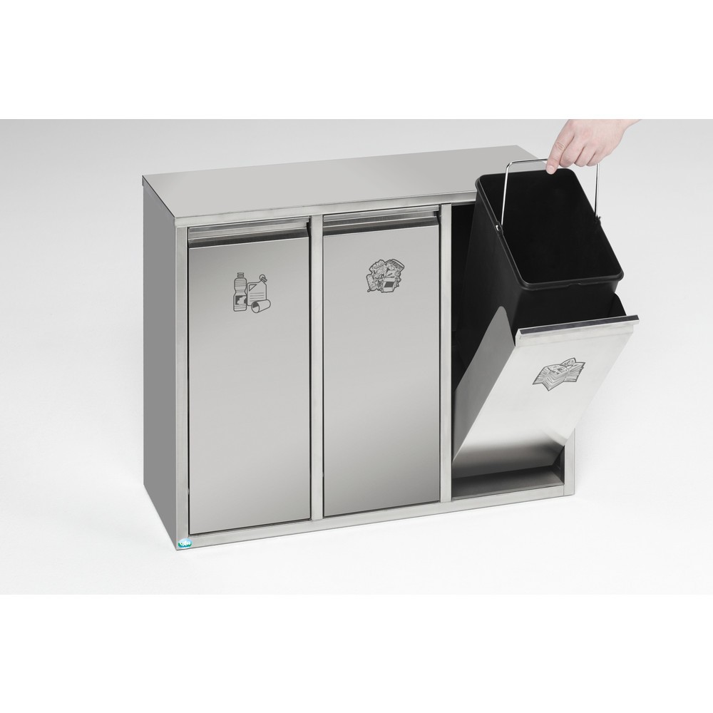 Immagine del prodotto n. 2: Sistema di smistamento per materiale riciclabile VAR® in acciaio inox, 3x 12 litri