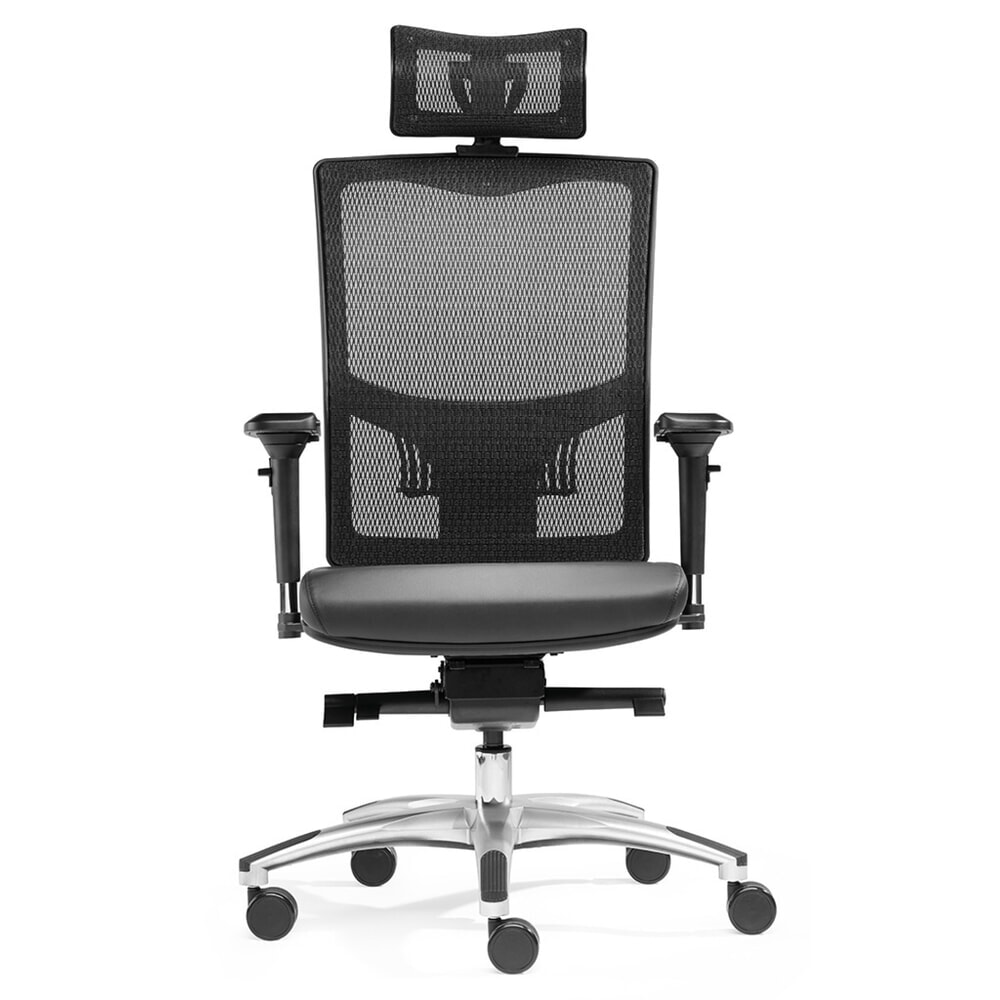 Immagine del prodotto: Sedia da ufficio SITWELL STEIFENSAND Liberty, seduta imbottita in pelle rigenerata, schienale in rete, con poggiatesta