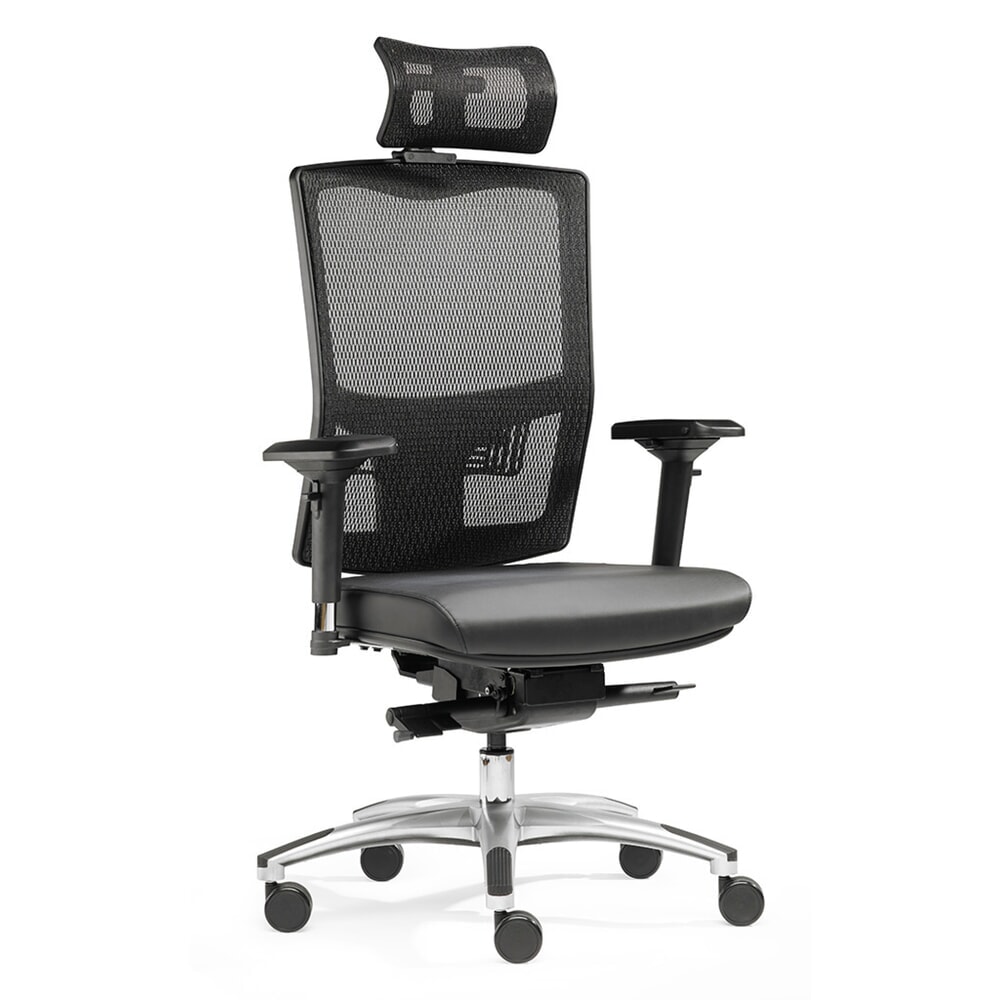 Immagine del prodotto n. 3: Sedia da ufficio SITWELL STEIFENSAND Liberty, seduta imbottita in pelle rigenerata, schienale in rete, con poggiatesta