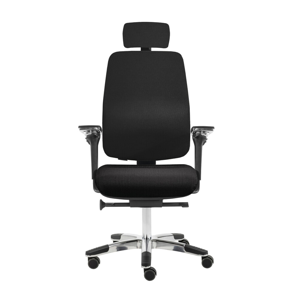 Immagine del prodotto: Sedia da ufficio SITWELL STEIFENSAND Spirit con supporto lombare regolabile in profondità, con poggiatesta, base a croce in alluminio, poliestere, nero