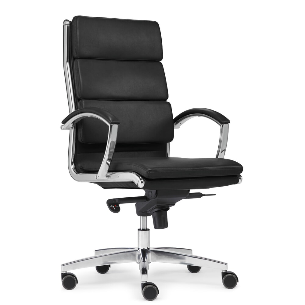 Immagine del prodotto n. 2: Sedia da ufficio di design SITWELL STEIFENSAND Dream, base a croce in alluminio, pelle rigenerata sostenibile, portata 125 kg, nero
