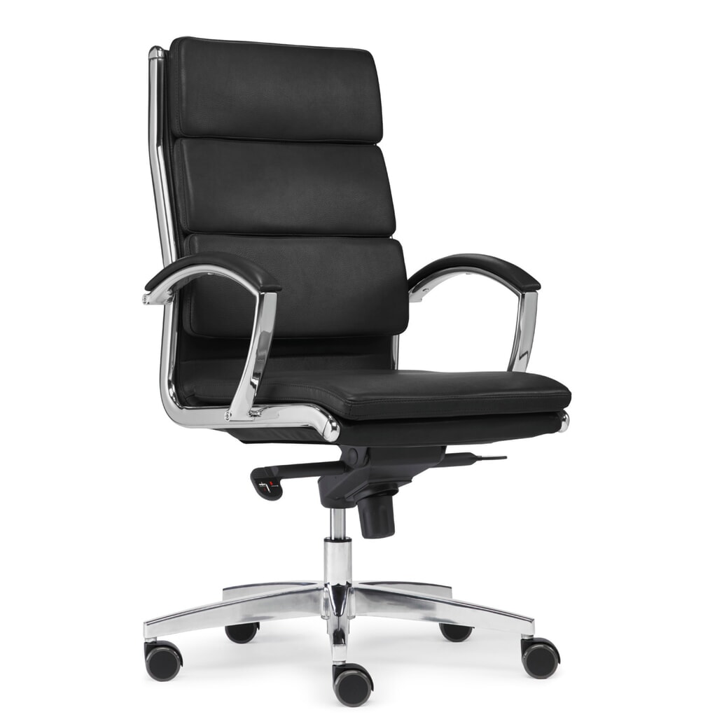Immagine del prodotto n. 2: Sedia da ufficio di design SITWELL STEIFENSAND Dream, base a croce in alluminio, pelle rigenerata sostenibile, portata 125 kg, nero