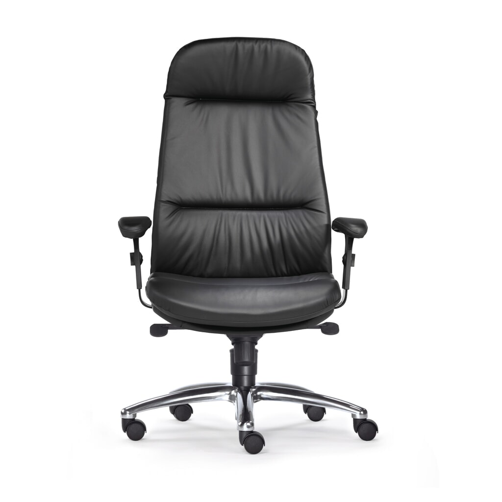 Sedia da ufficio SITWELL STEIFENSAND per impieghi gravosi, schienale extra alto, base a croce in alluminio lucido, seduta in pelle Immagine del prodotto: Sedia da ufficio SITWELL STEIFENSAND per impieghi gravosi, schienale extra alto, base a croce in alluminio lucido, seduta in pelle
