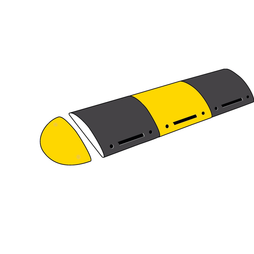 Soglia per corsie Recycling, < 10 km/h, elemento di collegamento con perno, giallo Immagine del prodotto n. 3: Soglia per corsie Recycling, < 10 km/h, elemento di collegamento con perno, giallo