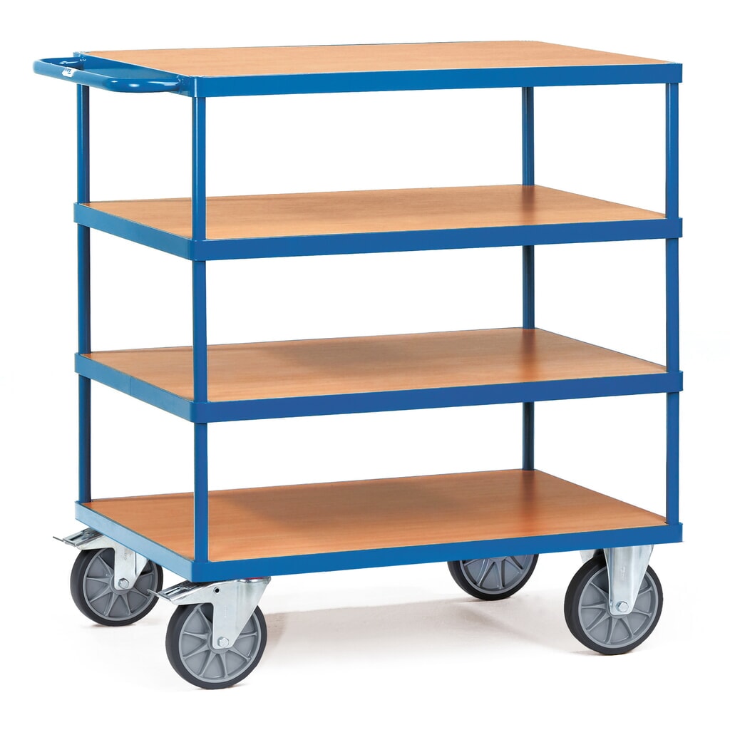 fetra® pesante tavolo e carrello di montaggio, 4 ripiani 500 x 850 mm Immagine del prodotto: fetra® pesante tavolo e carrello di montaggio, 4 ripiani 500 x 850 mm